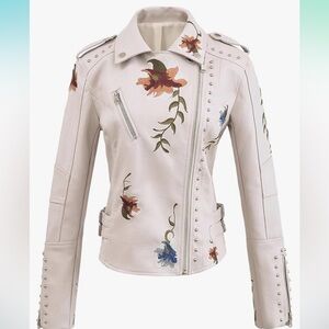 Yilanuoyi Faux Leather Moto Jacket New Without Tags